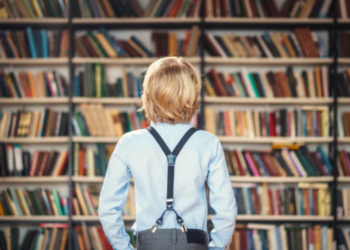 Little pupil in library